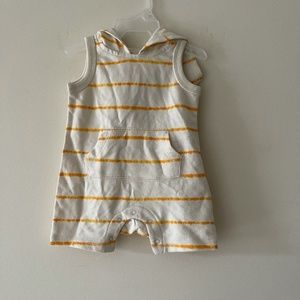 Old Navy Orange Striped Sleeveless Hooded Onesie 0-3M